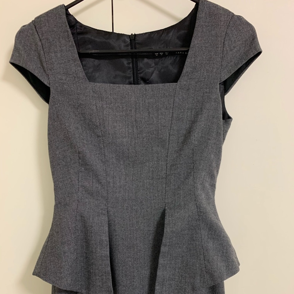 Zara gray suit midi dress work professional